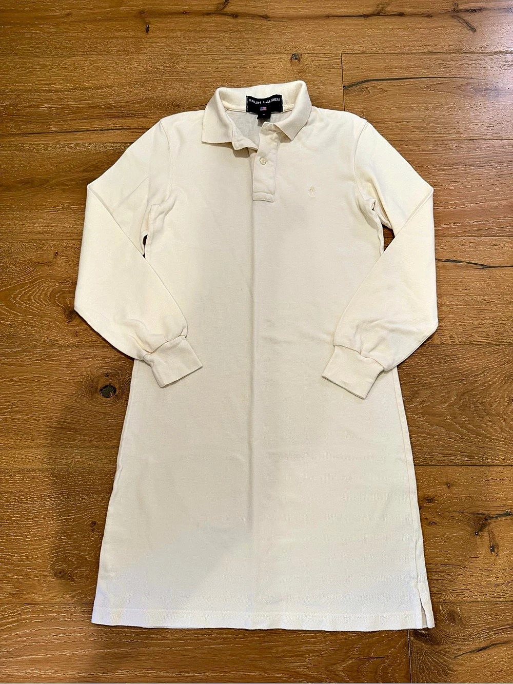 Ralph Lauren Polo Sport Long Sleeve Polo Mini Dress in Cream Size Small